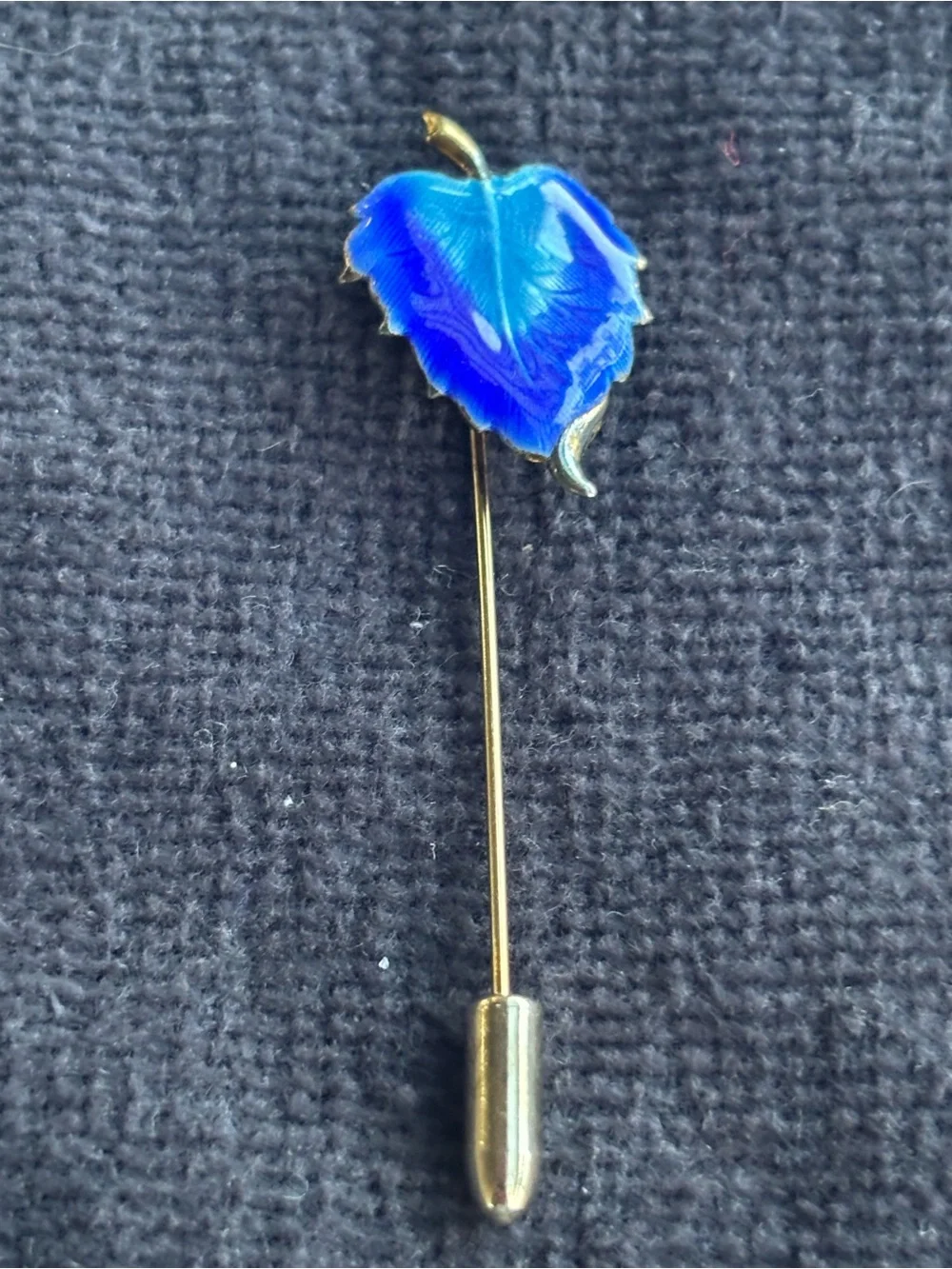 Blue Leaf Enamel stick pin  - Women’s Jewelry